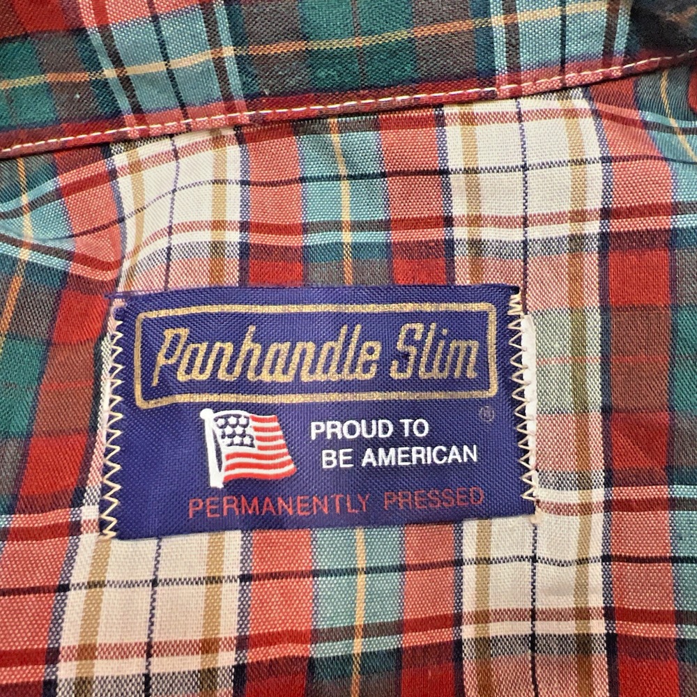 Panhandle Slim VTG Golden West Pearl Snap Men S Slim Fit Permanently Press Plaid - Picture 4 of 9